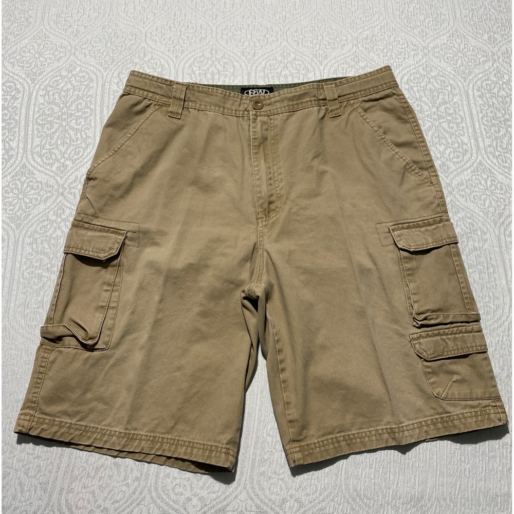 Rugged Wear‎ Mens 36 Khaki Tan Cotton Cargo Shorts Relaxed Fit RN20849
